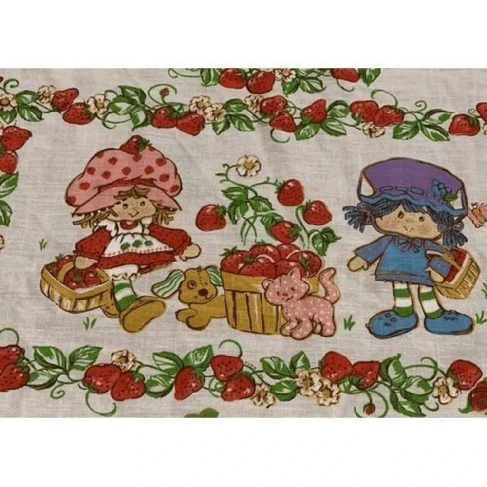 Vintage JC Penney Strawberry Shortcake Twin Bedspread Ruffled Cottagecore‎